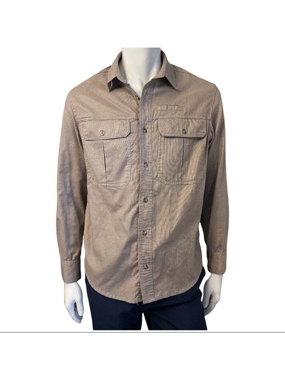 Cabela's Mens Brown Plaid Long Sleeved Casual Button Down Button Front Shirt
